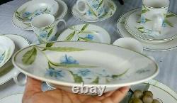 Vintage Tienshan FolkCraft 16 Pcs Dinnerware Set, White with Blue Floral Pattern