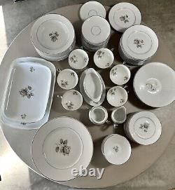 Vintage Towne China Porcelain Bavaria Germany Moonlight Rose 91 PCS 12 Settings