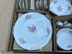 Vintage Wawel Poland Garden Rose China Dinnerware Complete Set Of 8 New In Box