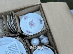 Vintage Wawel Poland Garden Rose China Dinnerware Complete Set Of 8 New In Box