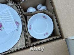 Vintage Wawel Poland Garden Rose China Dinnerware Complete Set Of 8 New In Box