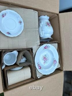Vintage Wawel Poland Garden Rose China Dinnerware Complete Set Of 8 New In Box