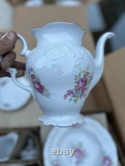 Vintage Wawel Poland Garden Rose China Dinnerware Complete Set Of 8 New In Box