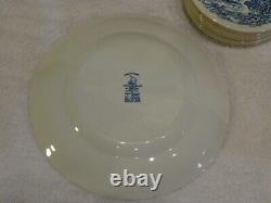 Vintage Wedgwood Blue White Countryside 55 Piece China Dinnerware Dish Set MINT