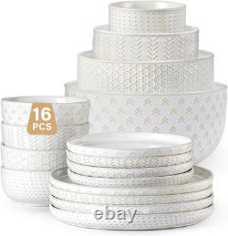 Vintage White Dinnerware Set for 4 12 Pieces with Mixing Bowls