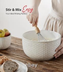 Vintage White Dinnerware Set for 4 12 Pieces with Mixing Bowls