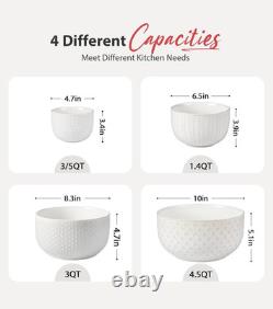 Vintage White Dinnerware Set for 4 12 Pieces with Mixing Bowls