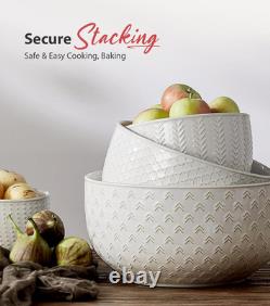 Vintage White Dinnerware Set for 4 12 Pieces with Mixing Bowls