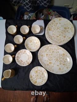 Vintage stoneware White & Gold Floral Dinner
