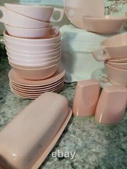 Vintage texas ware melamine Pink white cherry blossoms dinnerware set 52 pc