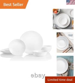 Vitrelle 18-Piece Elegant White Dinnerware Set Lightweight & Chip Resistant