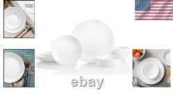 Vitrelle 18-Piece Elegant White Dinnerware Set Lightweight & Chip Resistant