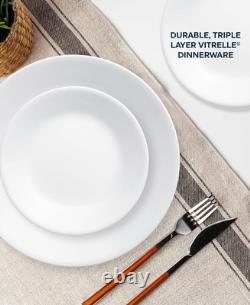 Vitrelle 18-Piece Elegant White Dinnerware Set Lightweight & Chip Resistant