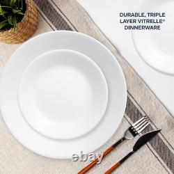 Vitrelle 18-Piece Elegant White Dinnerware Set Lightweight & Chip Resistant