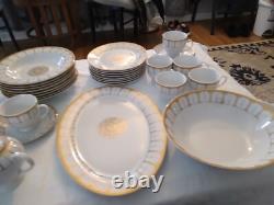 Vntg. 45pc (+2LID) SAVOY HOME FINE CHINA SET White & Gold