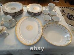 Vntg. 45pc (+2LID) SAVOY HOME FINE CHINA SET White & Gold