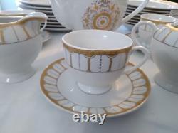 Vntg. 45pc (+2LID) SAVOY HOME FINE CHINA SET White & Gold