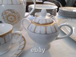 Vntg. 45pc (+2LID) SAVOY HOME FINE CHINA SET White & Gold