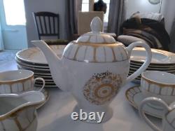 Vntg. 45pc (+2LID) SAVOY HOME FINE CHINA SET White & Gold