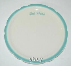 Vtg 11 Restaurant Ware 9.5 Dinner Plates Walker China Que Paso Turquoise White