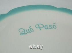 Vtg 11 Restaurant Ware 9.5 Dinner Plates Walker China Que Paso Turquoise White