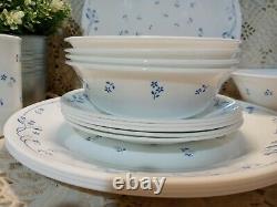 Vtg Corelle Provincial Blue Dinnerware set 17pc set plate serving bowl mug