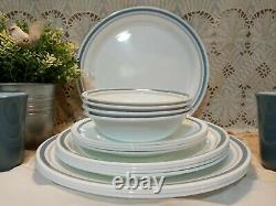 Vtg Corelle Slate Indigo Allegro Dinnerware set 20pc set plate bowl mug