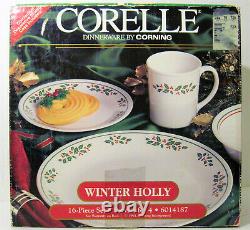 Vtg Corelle WINTER HOLLY Days Christmas Holiday 16pc SET Dinnerware Plates Bowls