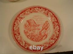 Vtg Homer Laughlin Currier & Ives Prints Red White Dinnerware Set 37 Ps USA