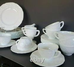Vtg Indiana Harvest Colony Milk Glass Dishware Service for 8 withSugar and Creamer