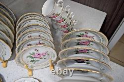 Vtg Victorian Rose Collection Gibson 44pc Porcelain Set Service for 8 Gold Rim