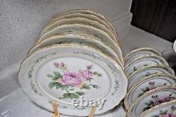 Vtg Victorian Rose Collection Gibson 44pc Porcelain Set Service for 8 Gold Rim