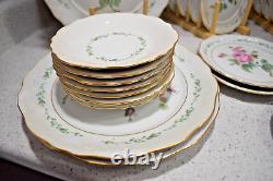 Vtg Victorian Rose Collection Gibson 44pc Porcelain Set Service for 8 Gold Rim