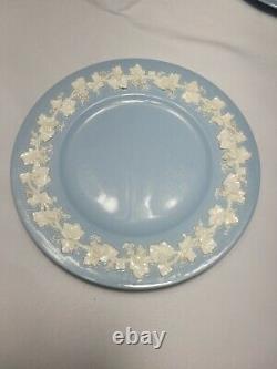 WEDGWOOD EMBOSSED QUEENS WARE 10.5 Dinner Plate White On Lavender (4 Total)
