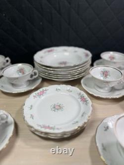 Walbrzych Dinnerware Set of 26- Made in Poland-Teacups, Saucers, salad Bowls