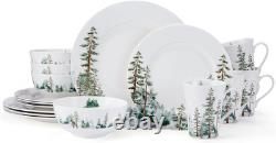 Watercolor Forest Bone China Lightweight Chip Resistant 16 Piece Dinnerware Set
