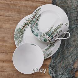 Watercolor Forest Bone China Lightweight Chip Resistant 16 Piece Dinnerware Set