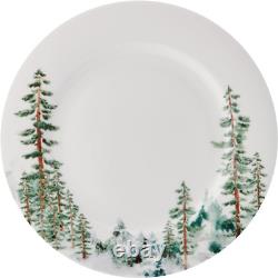 Watercolor Forest Chip Resistant 16 Piece Dinnerware Set, Service for 4 White