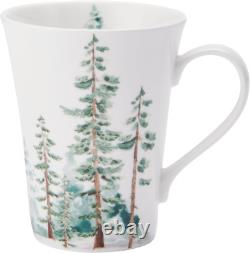 Watercolor Forest Chip Resistant 16 Piece Dinnerware Set, Service for 4 White