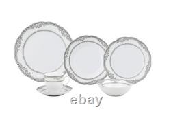 Wavy Porcelain Dinnerware Set 24-Piece White Dining Service for Elegant Meals