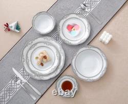 Wavy Porcelain Dinnerware Set 24-Piece White Dining Service for Elegant Meals