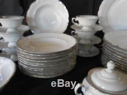 Wawel Poland Porcelain China Platin 60 Piece Service for 12 & 4 Serving Pieces