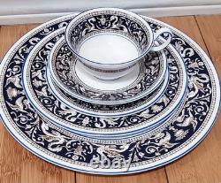 Wedgwood Bone China Florentine Dark Blue Service for seven- 44pc Set