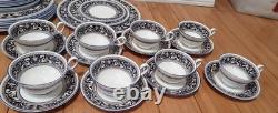 Wedgwood Bone China Florentine Dark Blue Service for seven- 44pc Set