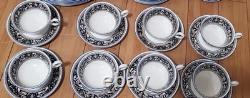 Wedgwood Bone China Florentine Dark Blue Service for seven- 44pc Set