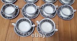 Wedgwood Bone China Florentine Dark Blue Service for seven- 44pc Set