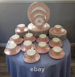 Wedgwood Pink Pimpernel bone china LOT of 12 FIVE-piece place settings W3652