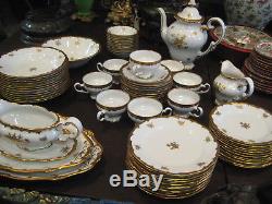 Weimar China Katharina 17010 Made in GDR Dinnerware Set White/Gold, 74 Pieces