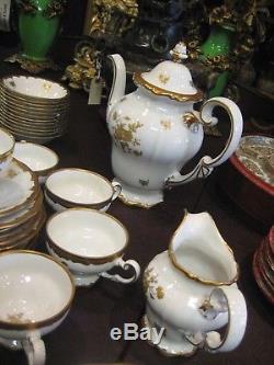 Weimar China Katharina 17010 Made in GDR Dinnerware Set White/Gold, 74 Pieces