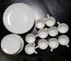 White Ceramic Pottery Dinner Set Glossy Solid Round Plates & Cups 31 pieces